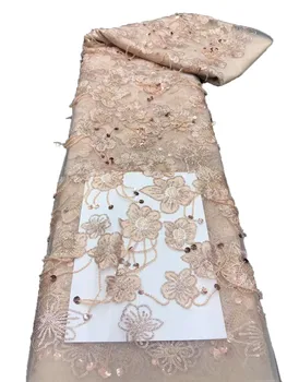 2013 חדשים תלת ממדים פרחים מחרוזים נצנצים רקמה, תחרה, אופנה יוקרתית cheongsam שמלת בד רשת 5 מטר
