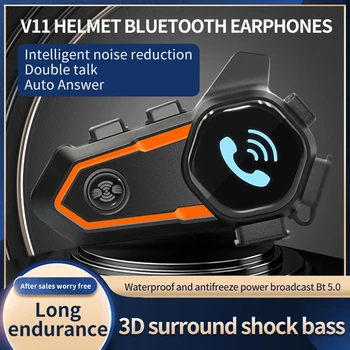אלחוטית אינטרקום אופנוע קסדה אוזניות Bluetooth תואם-5.0 הידיים שיחה חינם עפר אופניים קסדה אוזניות עמיד למים IP67