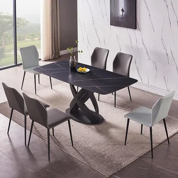 מינימליסטי שולחן אוכל מודרני מינימליסטי יחידה קטנה מלבני רשת הסלע האדום שולחן האוכל