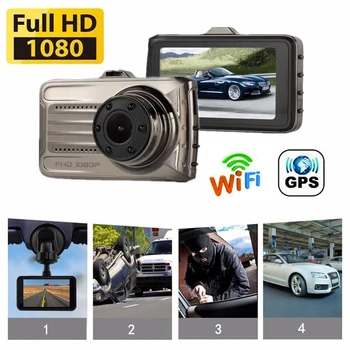 DVR המכונית GPS WiFi HD 1080P Dash Cam מצלמה אחורית כונן מקליט וידאו ראיית לילה אוטומטי Dashcam הקופסה השחורה חניה מוניטור