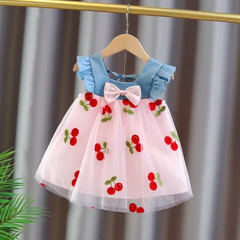 תינוק חדש שמלת ילדה קיץ 1 שמלת יום ההולדת עבור 1 שנה תינוקת בגדים שרוול קצר תינוקת לבושה בגדים תלבושת הנסיכה