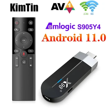 KimTin Mini PC X98 S500 מקל 4K מקל טלוויזיה מיני אנדרואיד 11 4GB 32GB Amlogic S905Y4 Quad Core 5G 2.4 G Wifi BT 1080P 4K TV Dongle