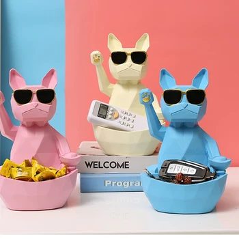 יצירתי הון פסל חתול שליטה מרחוק משולבת תיבת אחסון שרף חתול מזל חיה פסל בית קישוט
