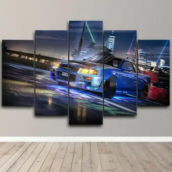 ניסאן סקייליין נסחף בד אמנות קיר מכונית ספורט הדפסה עיצוב הבית 5 לוח הפוסטר עיצוב חדר ציורים HD הדפסת תמונות