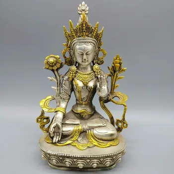 בן בודהיזם טיבטי כסף צורך לדאוג הבודהיסטווה קוואן-יין Drolma בודהה פסל נחושת