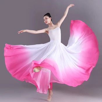 אלגנטי שיפוע בלט חצאית נשים שיפון גולש ארוך Dancewear 360 מעלות קלאסית ריקוד תלבושת בפועל ביצועים חצאית