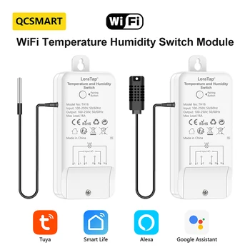 QCSMART אלחוטית טמפרטורה ולחות מודול מתג Wifi Tuya אפליקציה חכמה מרחוק On/Off שליטה קולית על-ידי אלקסה הבית של Google