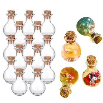 זעיר בקבוק זכוכית מיני בקבוקי זכוכית עם עץ קורק 10Pcs זכוכית קטן המבקשים הבקבוק ברורה צלוחיות מיכל אחסון על אמנות
