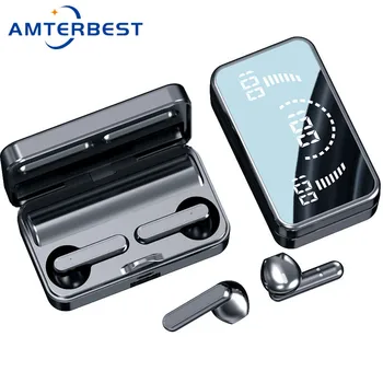 AMTERBEST V9 אלחוטית TWS אוזניות עסקים אוזניות Bluetooth חשמל תצוגה דיגיטלית ספורט מגע אוזניות עמיד למים
