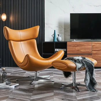 נורדי עור סלון כורסא מודרנית מינימליסטי אור יוקרה הספה כיסאות מסתובב יחיד הכיסא מעצב כורסאות