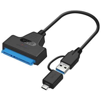 2 ב 1 SATA-USB 3.0 כבלים SATA להקליד C כונן קשיח חיצוני 22Pin ממיר מתאם 2.5 אינץ ' כונן דיסק קשיח/SSD