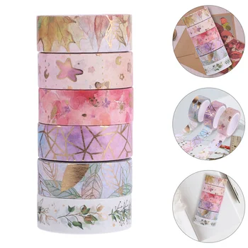 6 לחמניות Washi Tape מדבקות מלאכה ביצוע לעטוף מתנות DIY נייר דבק צבעוני עיצוב אלבומים פרחוני שטף