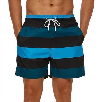 בגדים לגברים 3D מודפס Mens מכנסיים קצרים בצבע קווים גרפיים החוף מכנסי שרוך רשת הציפוי האלסטי האביב והקיץ