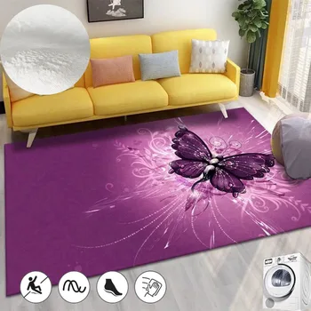 פרפר סגול שטיחים עבור הסלון עיצוב שטח גדול חדר שינה שטיח רך החלקה התינוק זוחל השטיח המודרני יוקרה שטיח הבית