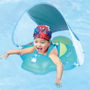 התינוק בריכת שחייה צף עם חופה מים שעשועים אספקה צעצועים מתנפחים לשחות הטבעת לחוג שחייה לילדים