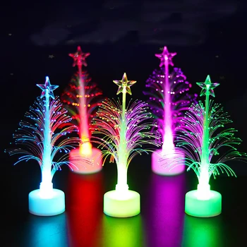 1Pc עץ חג המולד מנורת אור צבעוני אופטיים LED מנורת הלילה מקלות זוהרים ילדים חג המולד מתנת חג המולד קישוט לילה אור-Up צעצוע