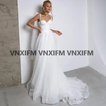 רצועה מתוקה בוהו שמלת החתונה 2023 טול תחרה, אפליקציות שמלת כלה פשוטה לטאטא החוף Vestido De Noiva