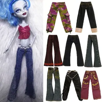 אופנה ג ' ינס פרחוני מכנסי עור בגדי בובה על OB22 בובה מכנסיים מזדמנים לובש DIY בובות, בגדים, אביזרים לילדים צעצועים