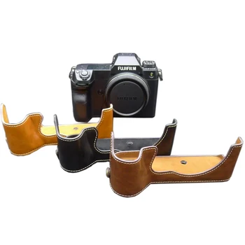 מצלמה תיק עור PU חצי הגוף סט כיסוי עבור פוג ' י Fujifilm GFX100S GFX 100S עם סוללה פתיחה