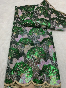 איכות גבוהה African2024 הניגרי רקמה טול טהור תחרה FabricWedding שמלת מסיבת Guipure SequinsFor תפירה 5yards
