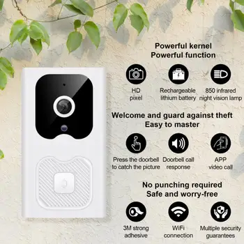 X6 וידאו פעמון חכם אלחוטית WiFi אבטחה פעמון הדלת חזותי הקלטה הביתה לפקח ראיית לילה אינטרקום טלפון דלת USB