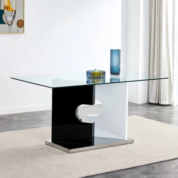 מודרני מינימליסטי מלבני זכוכית שולחן האוכל במשך 6-8 עם 0.39