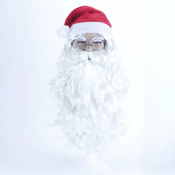 מתנת חג המולד סנטה קלאוס פאה וזקן מלאכותי שיער קצר Cosplay פאות לגברים לבנים הפאה אביזרים הכובע