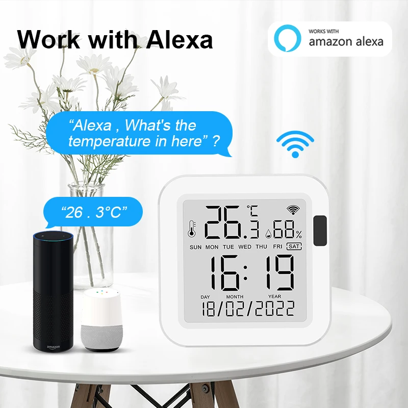 1/3/5PCS Tuya טמפרטורה ולחות חכם עם חיישן תאורה אחורית עבור בית חכם var WiFi SmartLife לעבוד עם אלקסה Google1