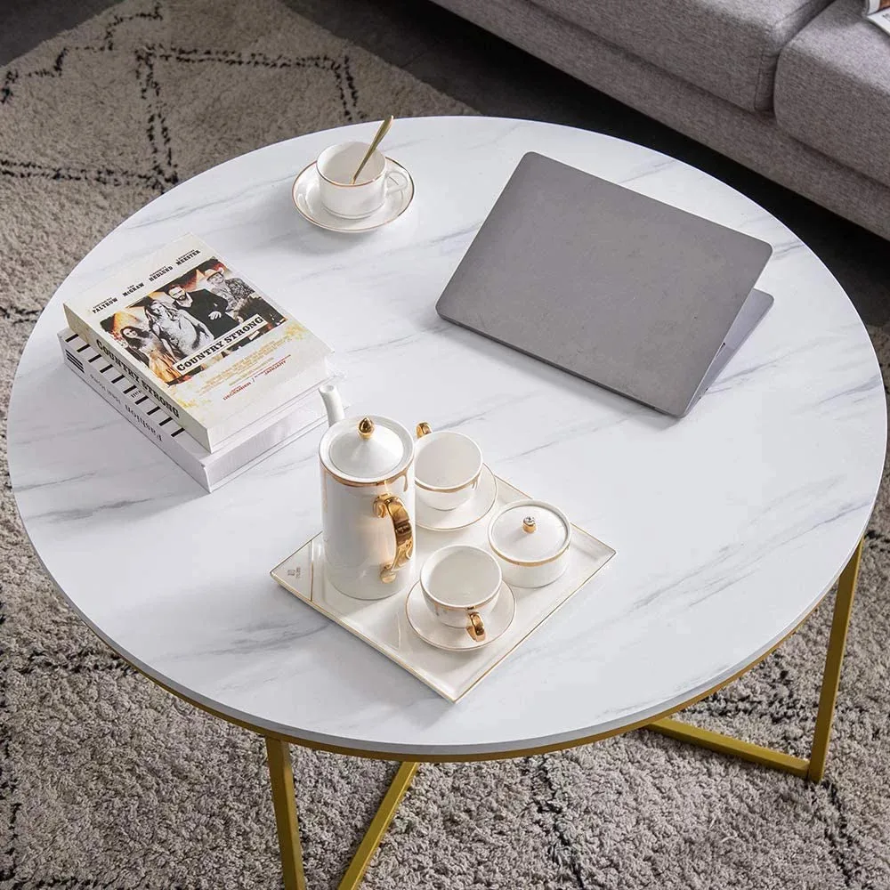 36in השיש המלאכותי המודרני סלון עגול מבטא צד שולחן קפה,ריהוט סלון ,שולחן צד, שיש פינת אוכל שולחן2