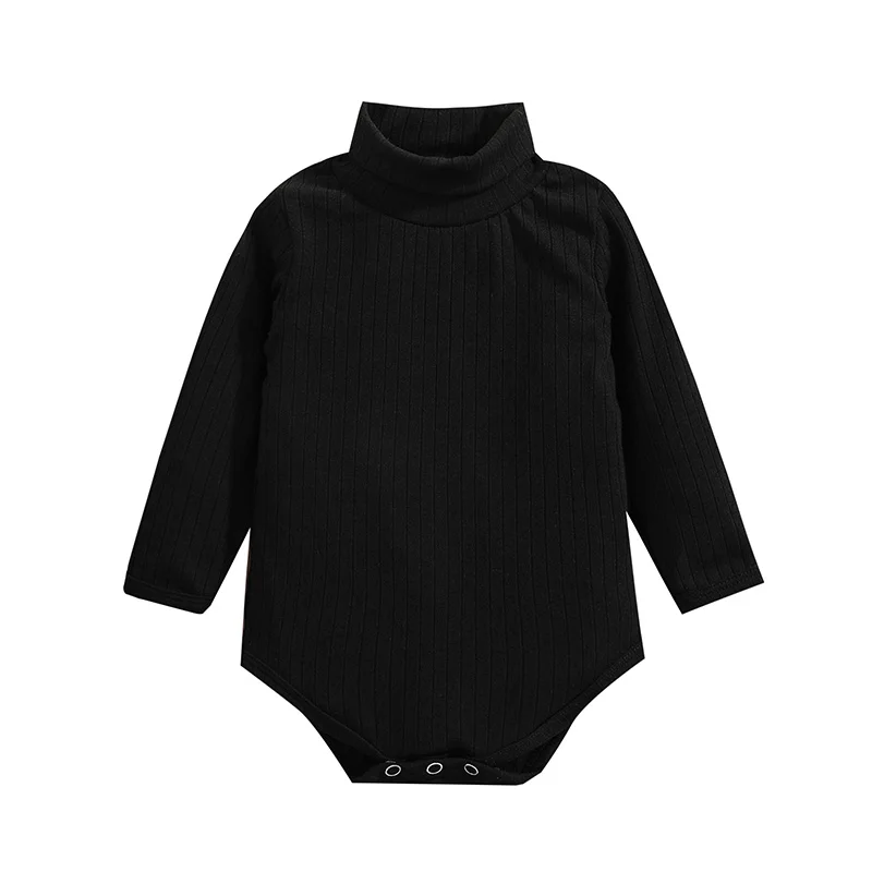 BeQeuewll בייבי בנות סתיו חורף לסרוג רומפר תינוק שחור שרוול ארוך צווארון מצולעים Playsuit על 0-24 חודשים.1
