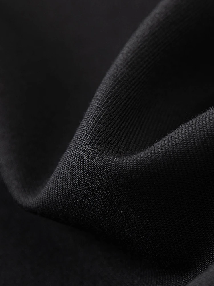 DUSHU משרד ליידי שחור חופשי חליפת מכנסיים קצרים 2023 סתיו חדש מוצק גבוהה המותניים קו אריג קצרים קפלים עיצוב פוליאסטר תחתית3