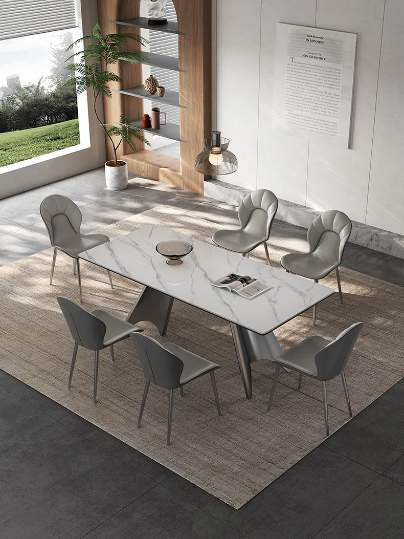 אור יוקרה שולחן האוכל, high-end משק הבית מעצבת בסגנון מודרני ופשוט בסגנון איטלקי מבריק שולחן האוכל1