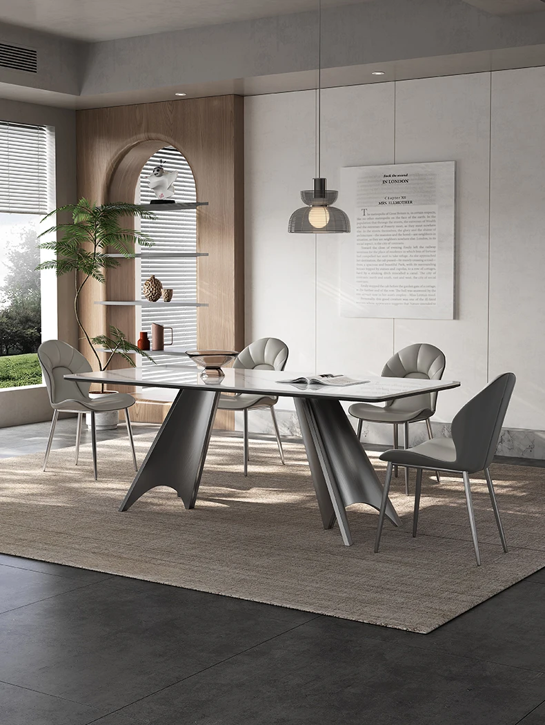 אור יוקרה שולחן האוכל, high-end משק הבית מעצבת בסגנון מודרני ופשוט בסגנון איטלקי מבריק שולחן האוכל2