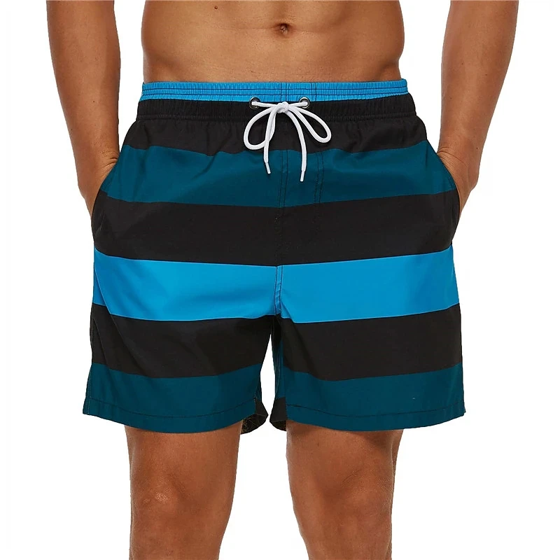 בגדים לגברים 3D מודפס Mens מכנסיים קצרים בצבע קווים גרפיים החוף מכנסי שרוך רשת הציפוי האלסטי האביב והקיץ0