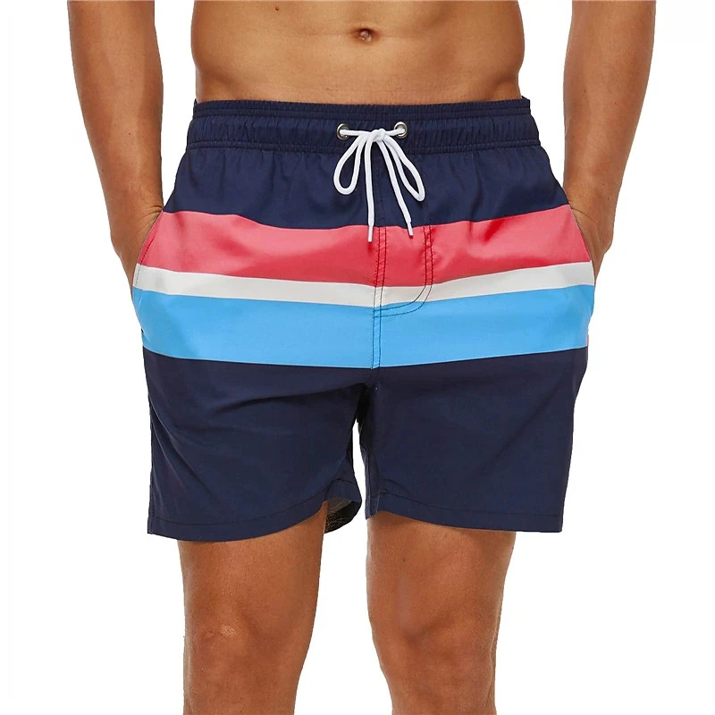 בגדים לגברים 3D מודפס Mens מכנסיים קצרים בצבע קווים גרפיים החוף מכנסי שרוך רשת הציפוי האלסטי האביב והקיץ1