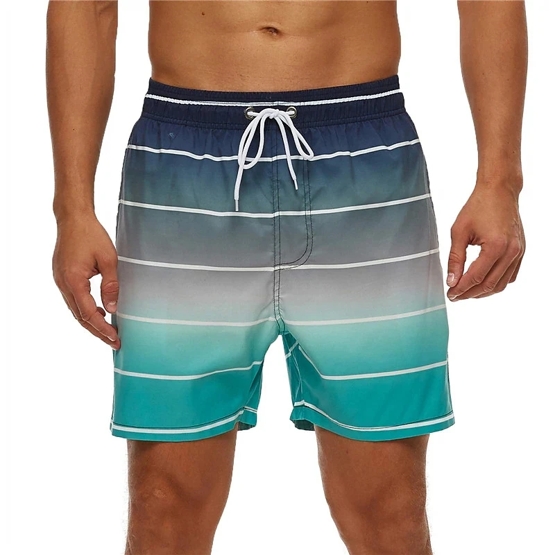 בגדים לגברים 3D מודפס Mens מכנסיים קצרים בצבע קווים גרפיים החוף מכנסי שרוך רשת הציפוי האלסטי האביב והקיץ3