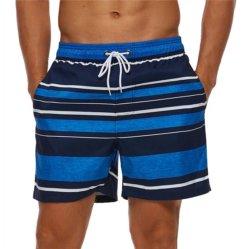 בגדים לגברים 3D מודפס Mens מכנסיים קצרים בצבע קווים גרפיים החוף מכנסי שרוך רשת הציפוי האלסטי האביב והקיץ4