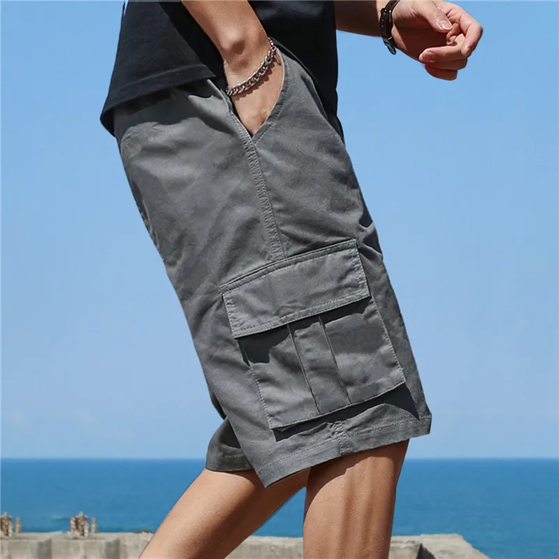 בקיץ מכנסיים קצרים גברים הסוואה כפתורים רופפים מזדמן רב-כיס קצרים רחבים אופנת רחוב היפ הופ צבאיים טקטיים קצרים.4