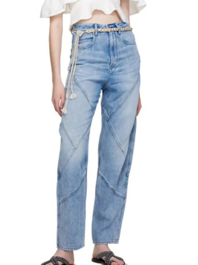 ג ' ינס של נשים ליפול 2023 חדש אופנה רטרו מגוונים סלים כחול ישר שרוול ירך להרים Slim Fit מזדמנים ספורט מכנסיים0