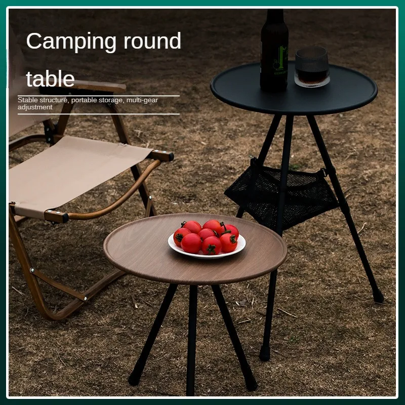 טלסקופי מתקפל שולחן עגול עבור קמפינג פיקניק נייד שולחן אוכל קל רטרו מחנה שולחן קמפינג ציוד1