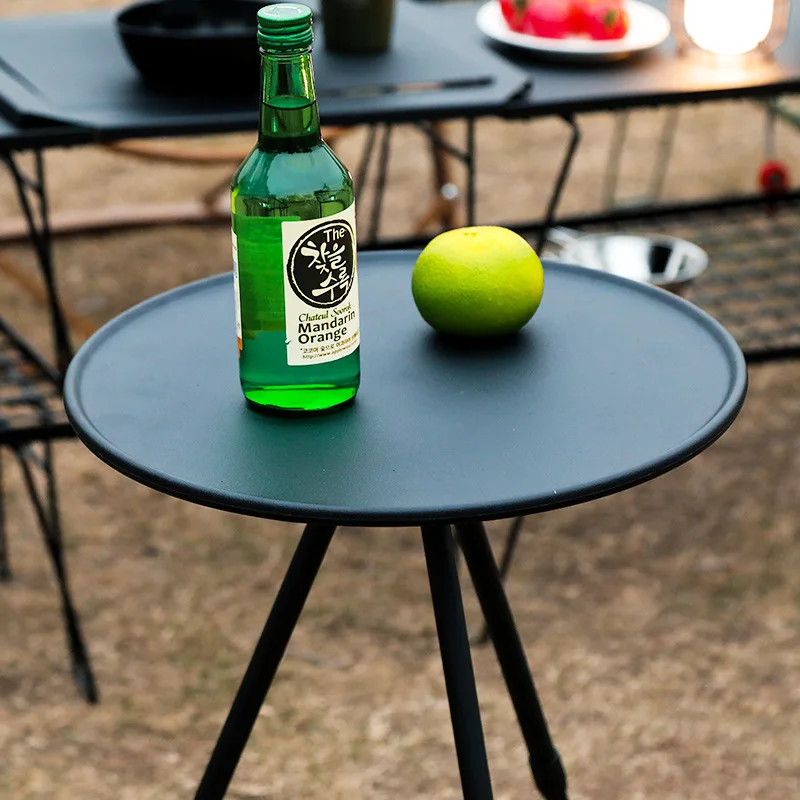 טלסקופי מתקפל שולחן עגול עבור קמפינג פיקניק נייד שולחן אוכל קל רטרו מחנה שולחן קמפינג ציוד4