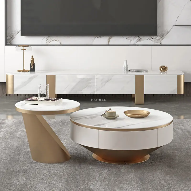 יוקרה נירוסטה שולחנות קפה איטלקי הרהיטים בסלון פשוטה מודרני השולחן העגול בצד היצירתי של מעצב שולחן פינתי0