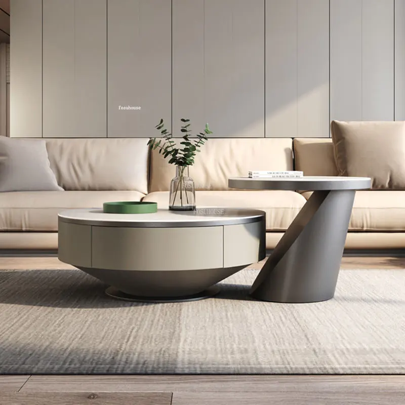 יוקרה נירוסטה שולחנות קפה איטלקי הרהיטים בסלון פשוטה מודרני השולחן העגול בצד היצירתי של מעצב שולחן פינתי1