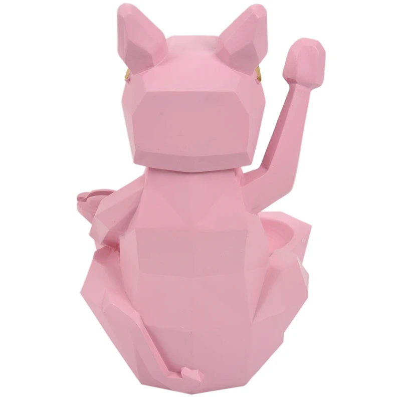 יצירתי הון פסל חתול שליטה מרחוק משולבת תיבת אחסון שרף חתול מזל חיה פסל בית קישוט2