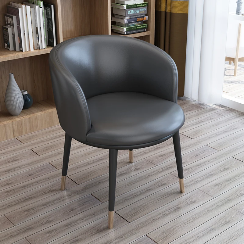 מודרני כנף זרוע הכיסא בסלון המשרד תמיכה לגב עיצוב מתכת נתן לה כורסה שולחן איפור רך Sofafauteuil קישוט3
