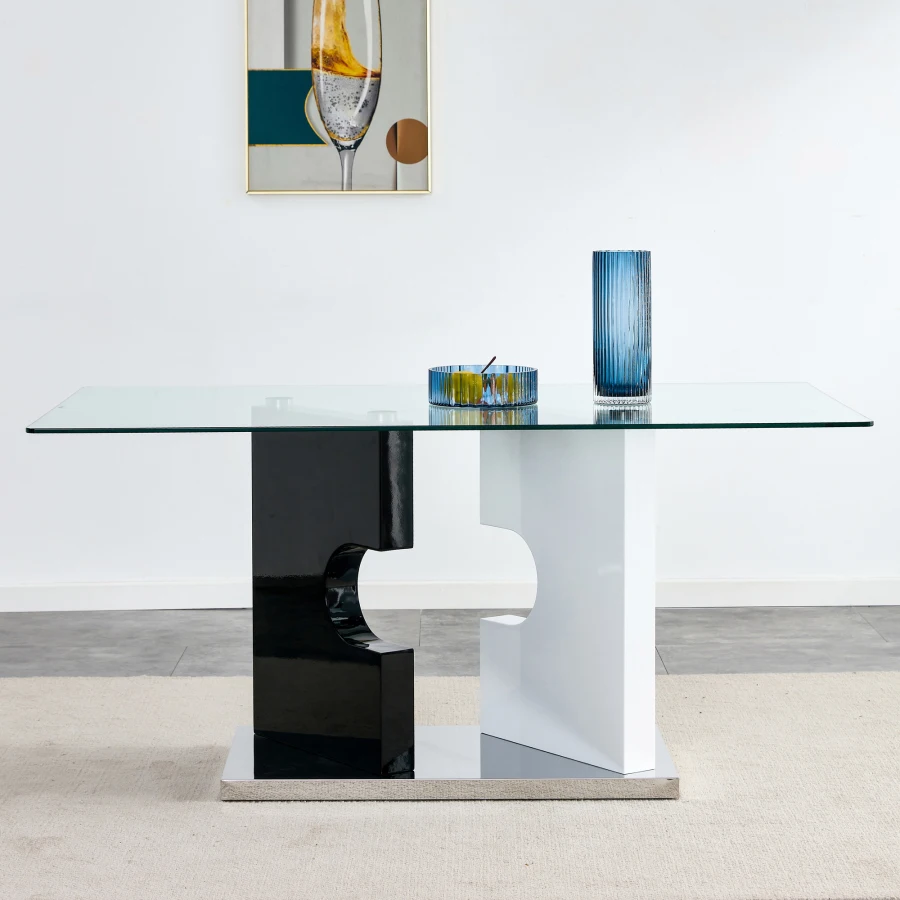מודרני מינימליסטי מלבני זכוכית שולחן האוכל במשך 6-8 עם 0.39