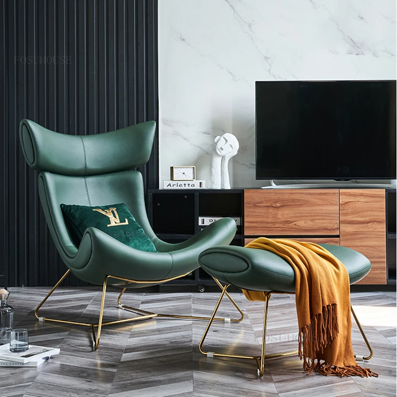 נורדי עור סלון כורסא מודרנית מינימליסטי אור יוקרה הספה כיסאות מסתובב יחיד הכיסא מעצב כורסאות4