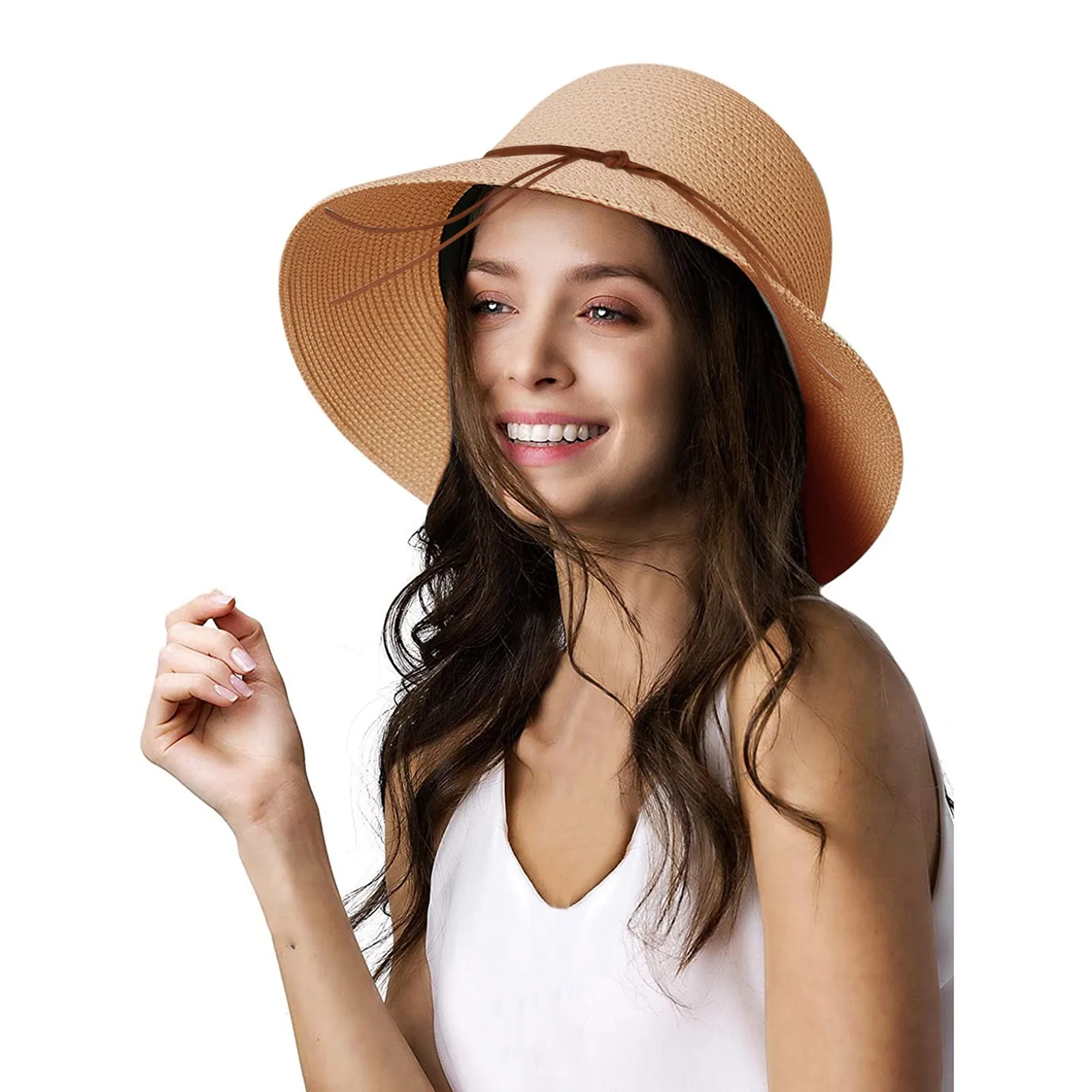 נשים קיץ רחב כובע קש חוף מתקפל שמש כובעים רפוי להפשיל סאן קאפ UPF 50+ כובעי בייסבול החוף כובעים גברים3