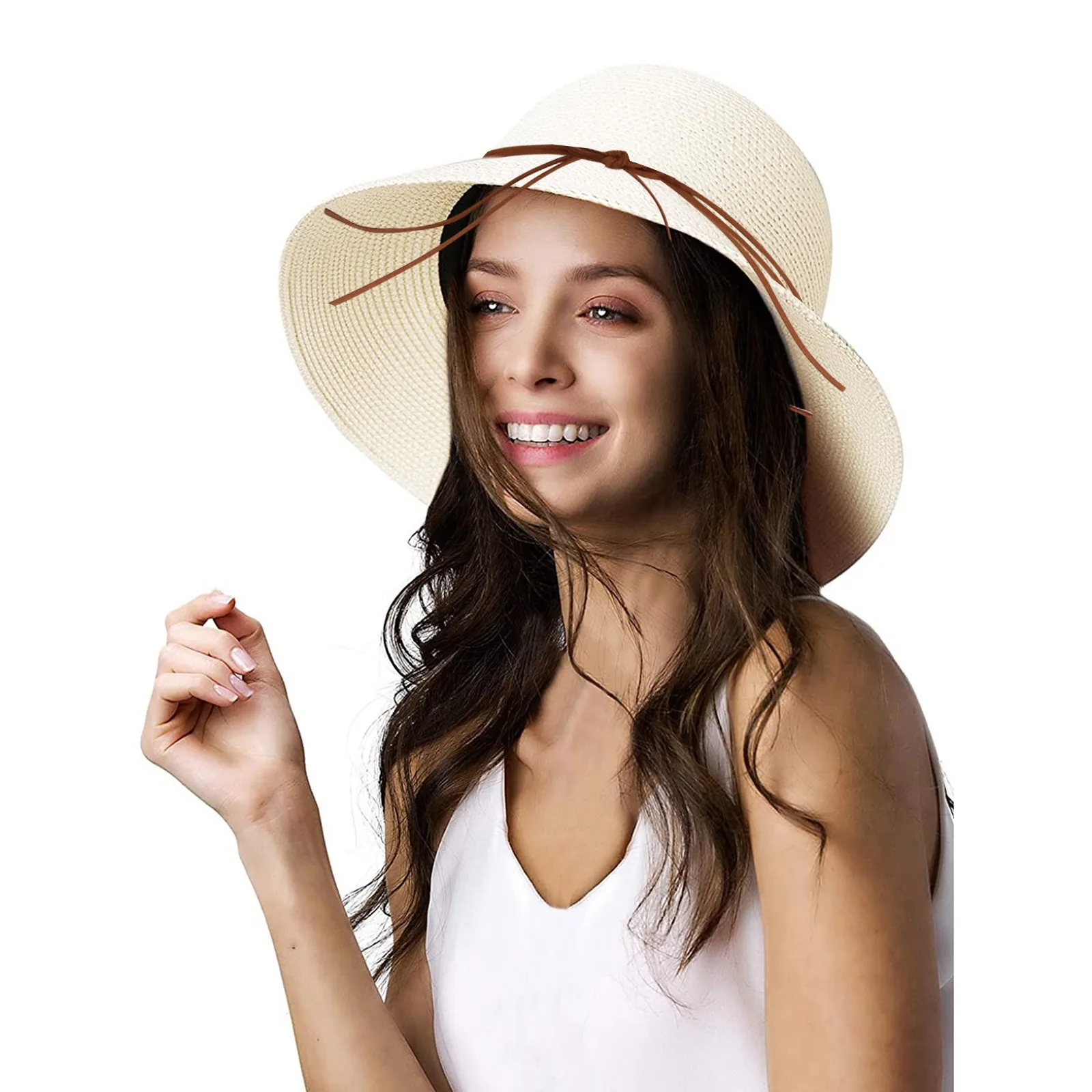 נשים קיץ רחב כובע קש חוף מתקפל שמש כובעים רפוי להפשיל סאן קאפ UPF 50+ כובעי בייסבול החוף כובעים גברים4