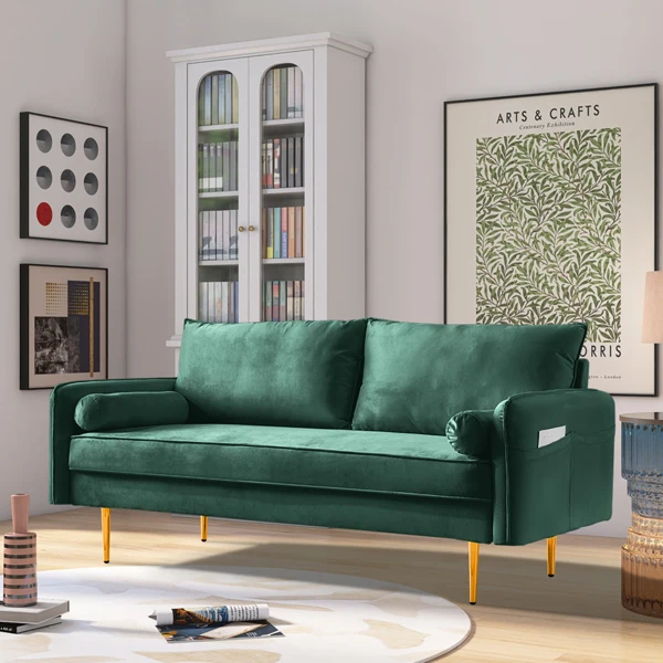 קטיפה בד הספה,מודרני ירוק ספה עם משענת יד לכיס,מוצק וחסון,ספה נוחה בסלון,בחדר השינה,במשרד1